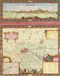Cochin N. Map and Panorama of the Fortress of Bergue S Vinox in Flanders - Hermitage